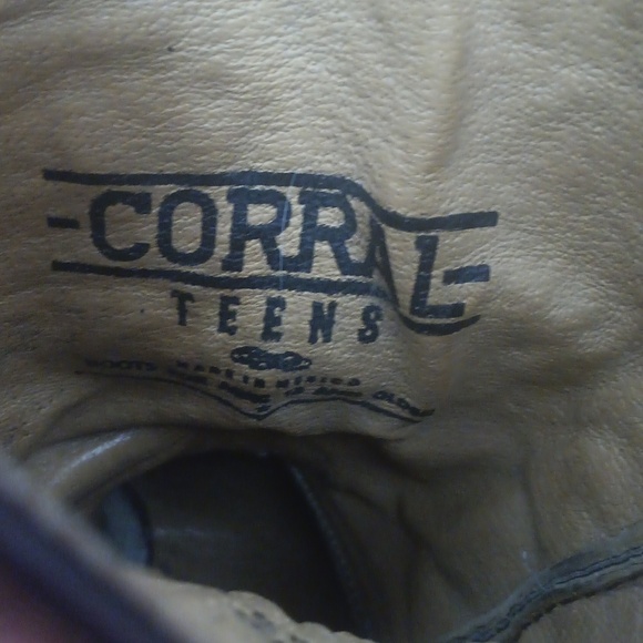 Corral Western Cowboy Boots with Blue Accents Size Teens 3 - Picture 9 of 13